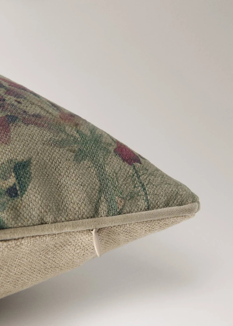 Linen floral-print cushion cover 50x50 cm