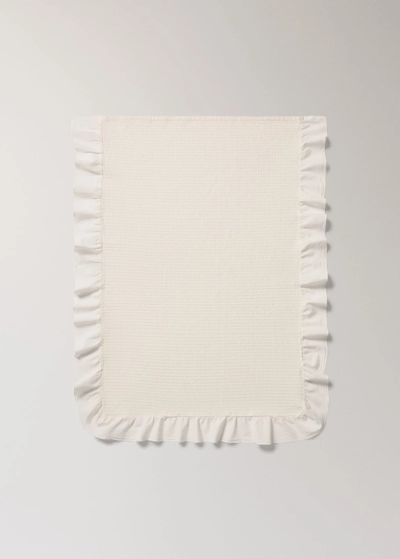 Jacquard cotton cot bedspread with ruffle