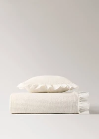 Jacquard cotton cot bedspread with ruffle