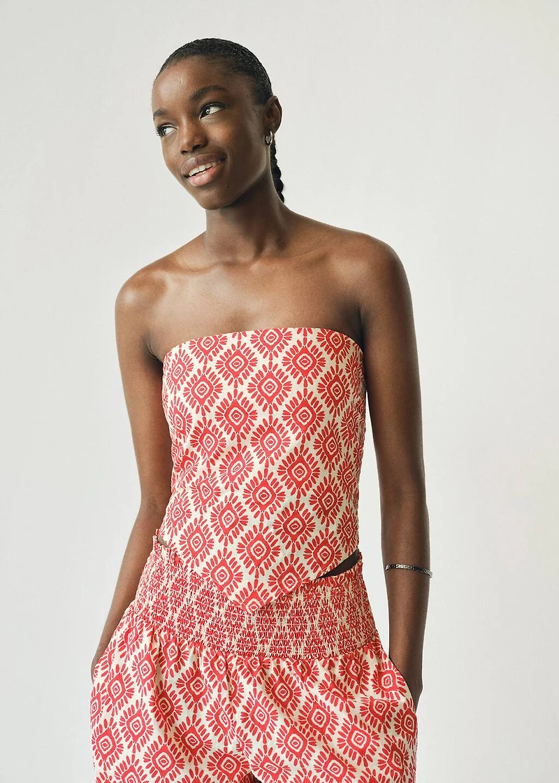 Printed V-neck top