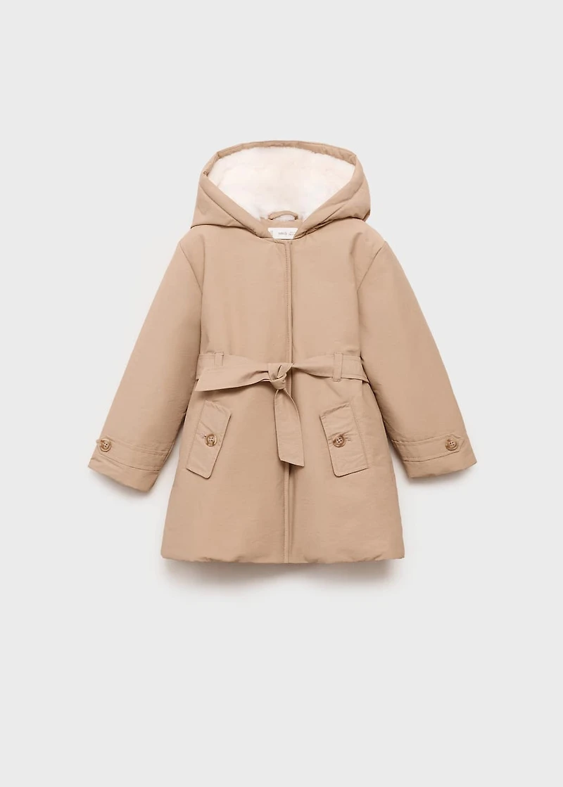 Trench coat with fur lining