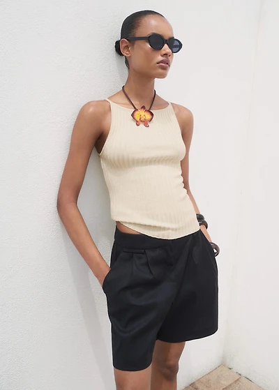 Fine ribbed knit top
