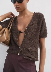 Short-sleeved bouclé cardigan
