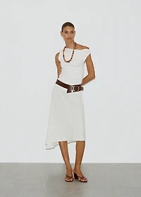 Asymmetrical cotton midi-skirt