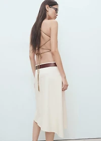 Asymmetrical cotton midi-skirt
