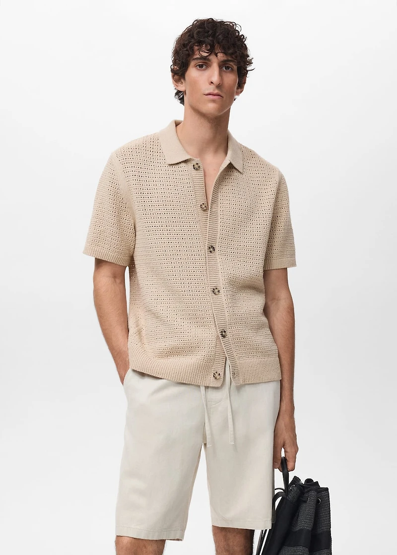 Openwork knitted shirt