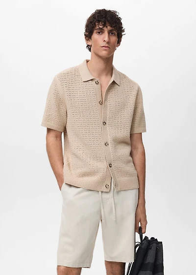 Openwork knitted shirt