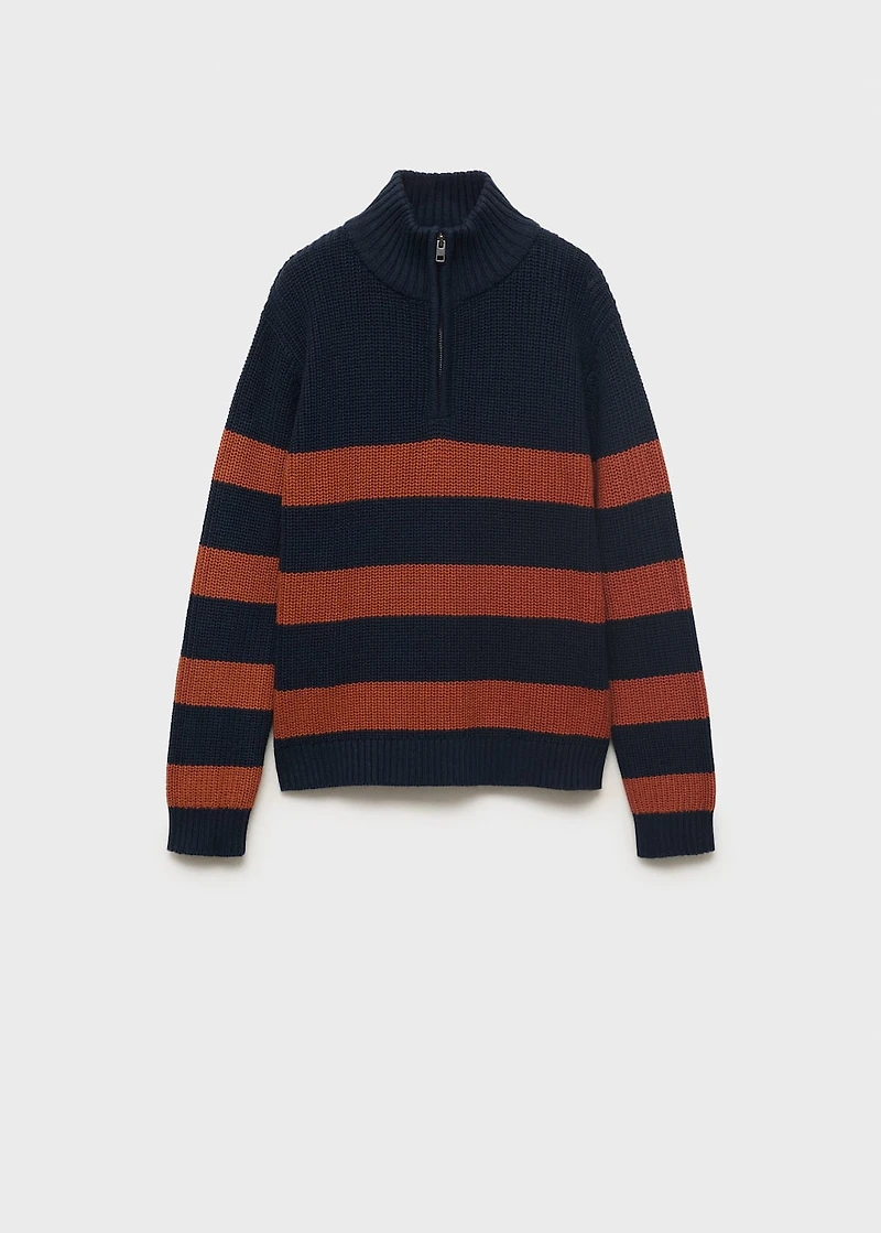 Knitted sweater with perkins neck