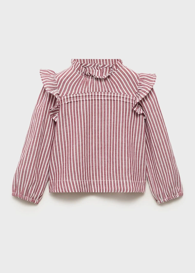 Ruffled stripe-patterned blouse