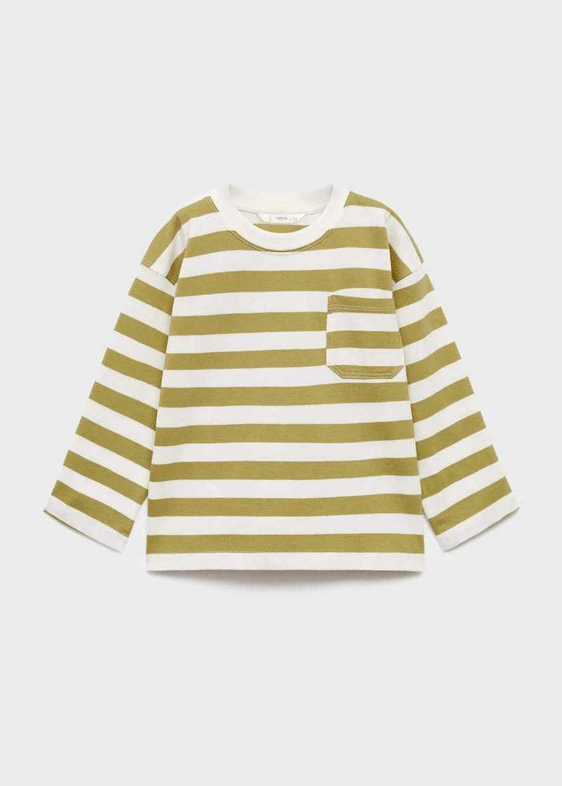 Chest-pocket striped T-shirt