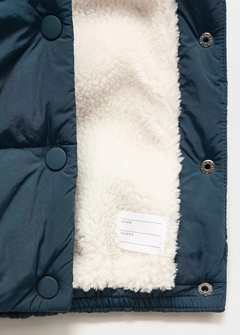 Anorak with shearling-effect hood