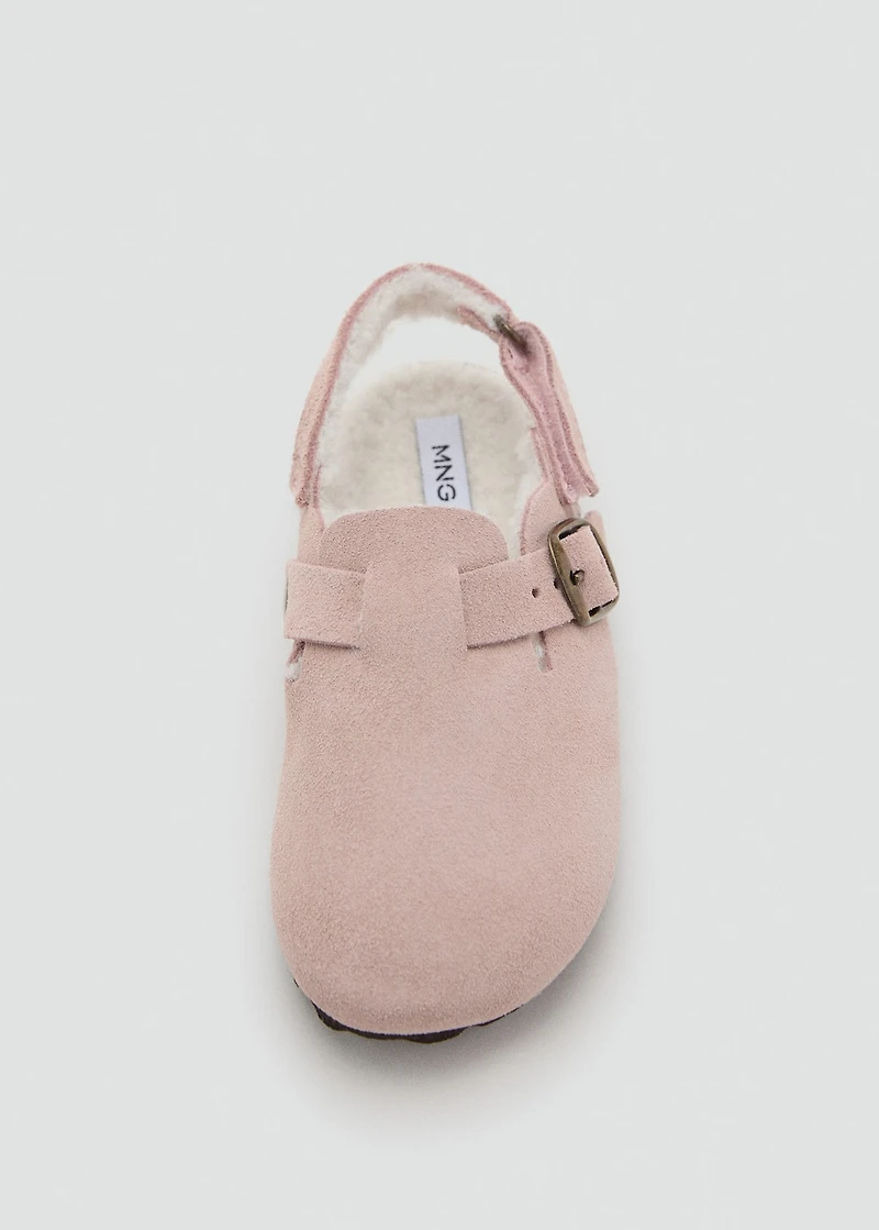 Sheepskin clogs with fur-effect lining