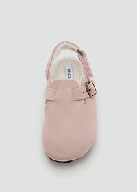 Sheepskin clogs with fur-effect lining