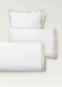 Cotton percale pillowcase with linen trim 45x110 cm