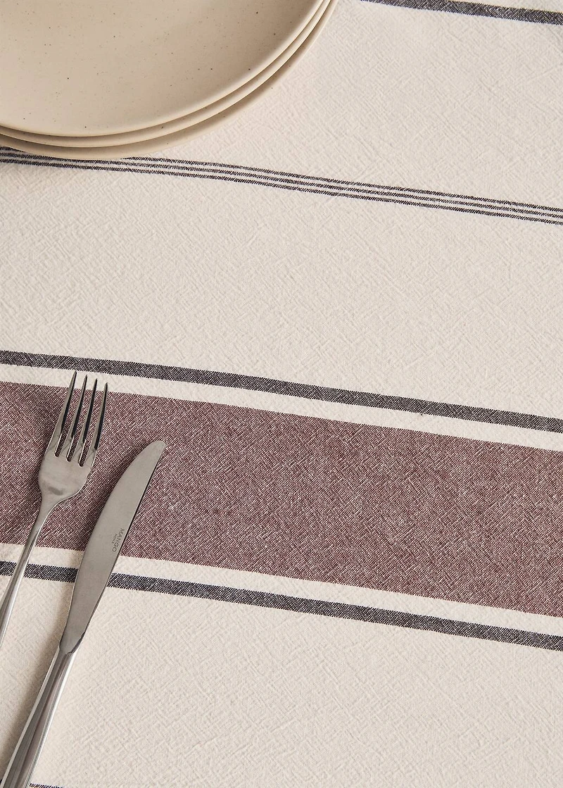 Cotton striped tablecloth for 2 to 4 diners