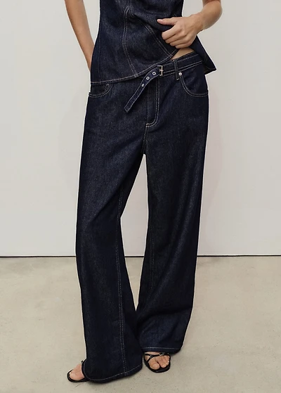 Straight-fit belt jeans