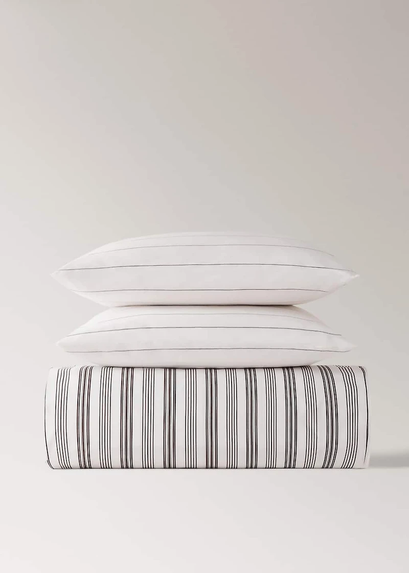 Reversible striped cotton duvet cover for cm bed