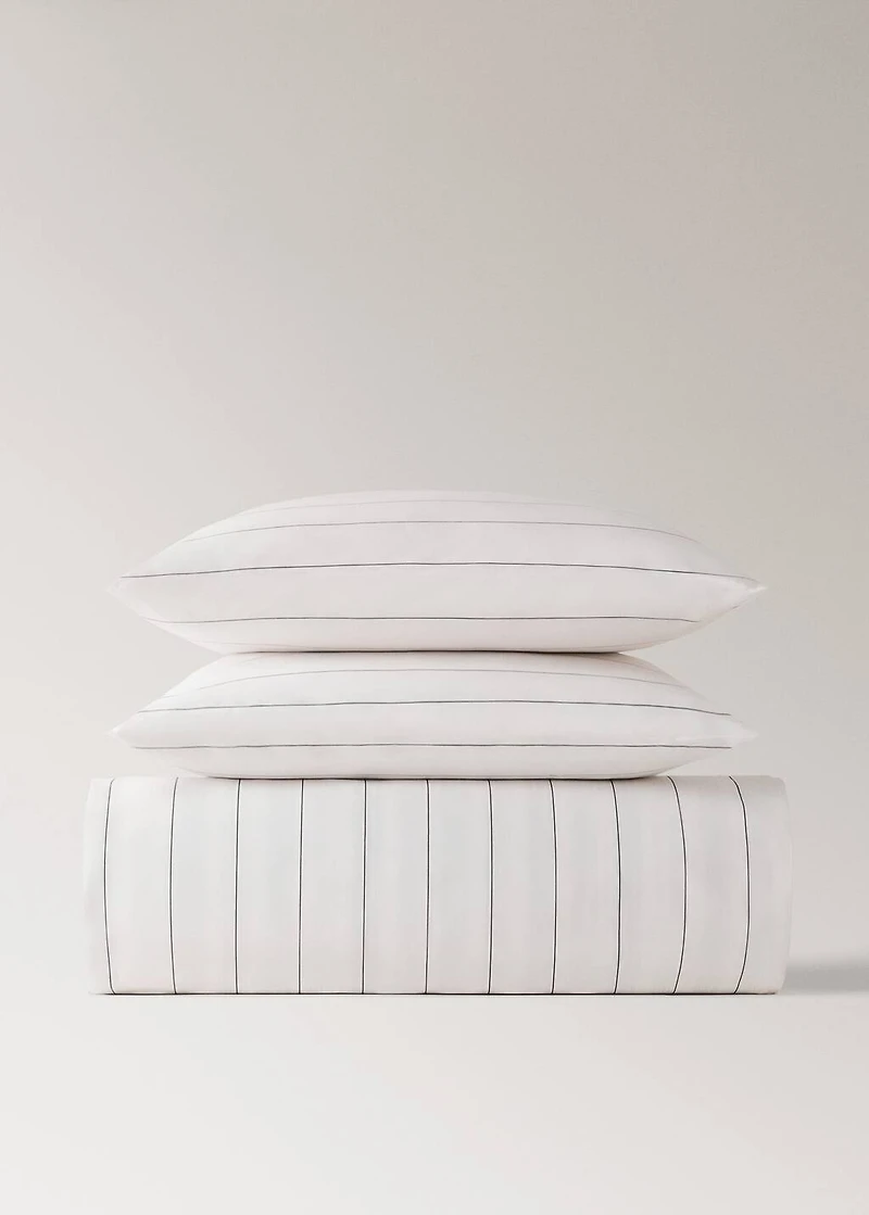Reversible striped cotton duvet cover for cm bed