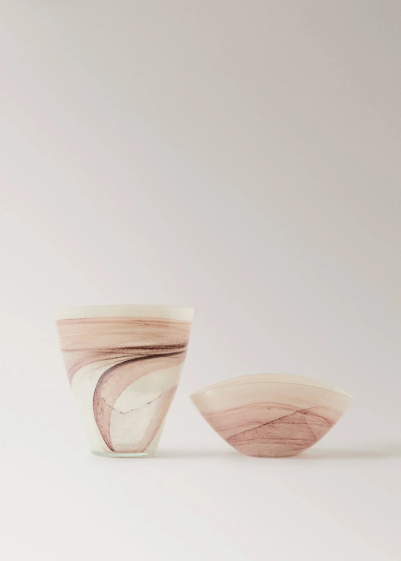 Alabaster-effect decorative glass bowl