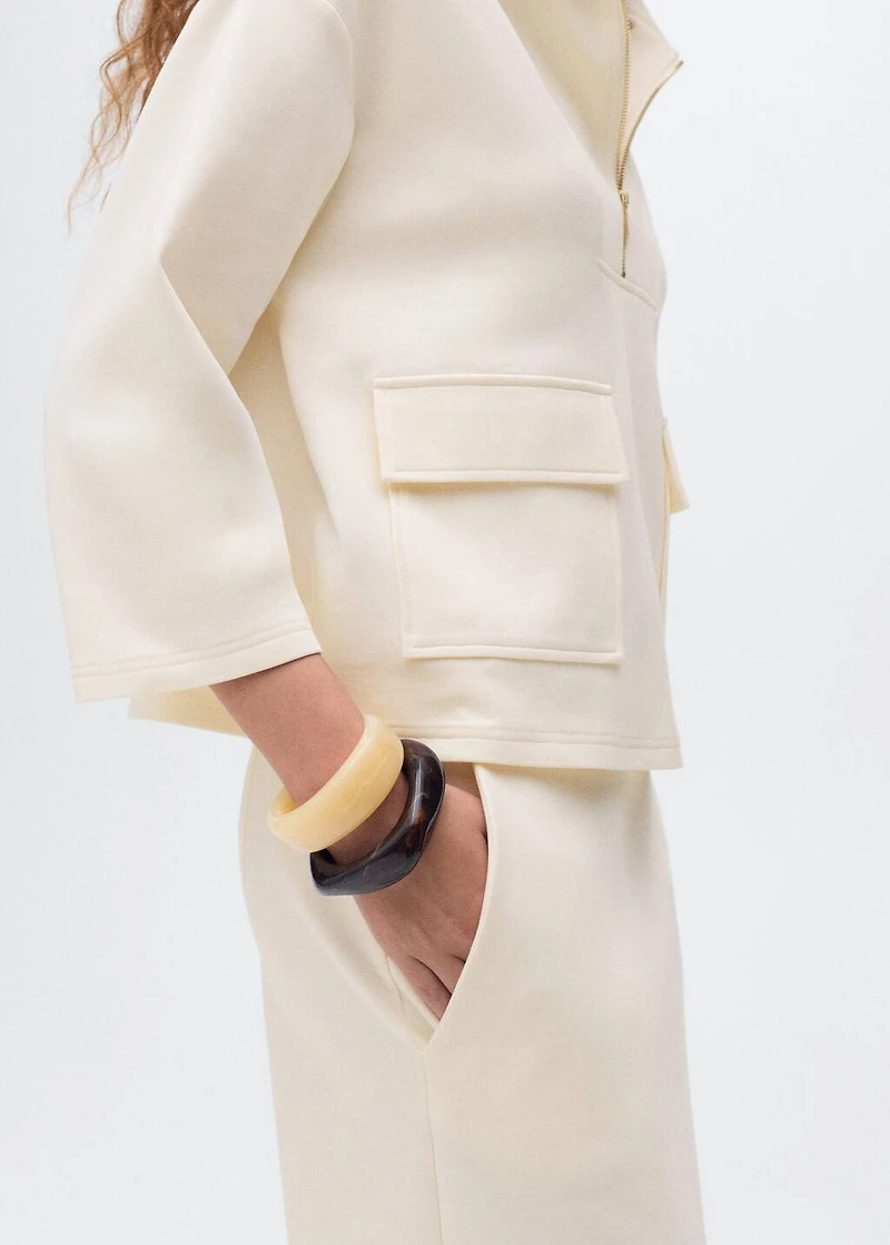 Three-quarter sleeve jacket with pockets