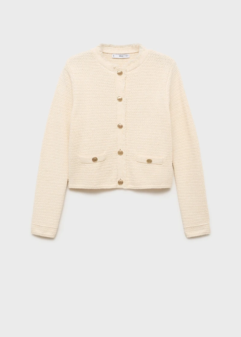 Knitted cardigan with frayed ends