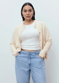 Knitted cardigan with frayed ends