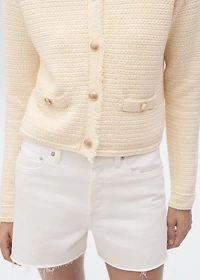 Knitted cardigan with frayed ends