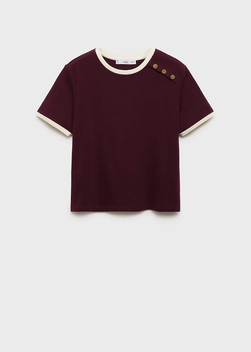 Buttoned cotton T-shirt