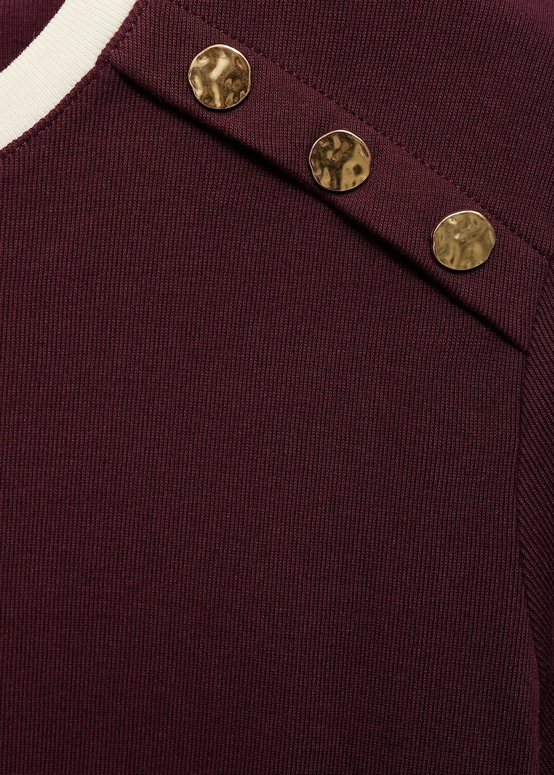 Buttoned cotton T-shirt