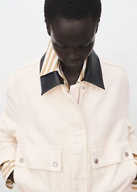 Denim parka with contrasting collar