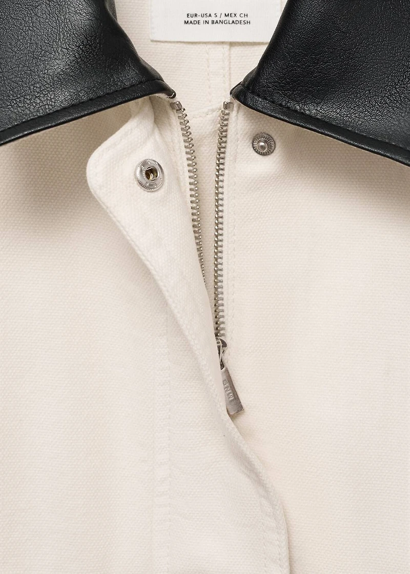 Denim parka with contrasting collar