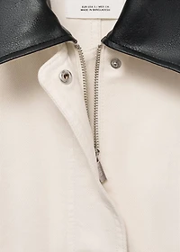 Denim parka with contrasting collar