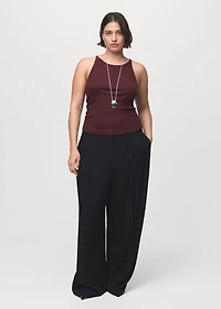 Ribbed cotton-blend top