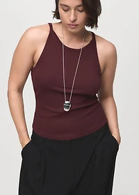 Ribbed cotton-blend top