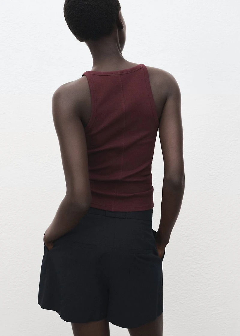 Ribbed cotton-blend top
