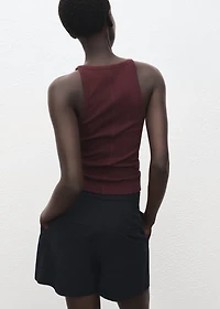Ribbed cotton-blend top