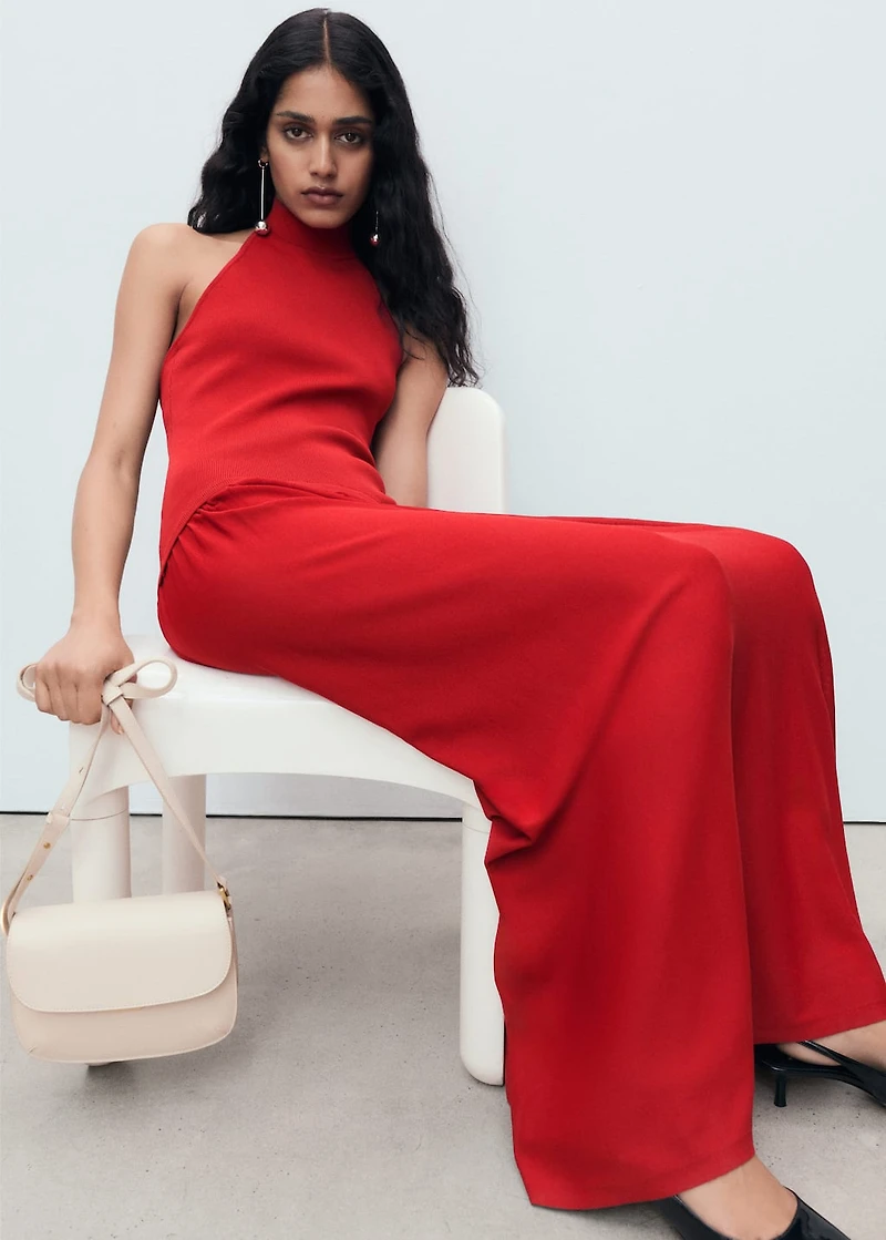 Halter-neck knitted dress