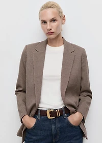Micro-houndstooth double-breasted jacket