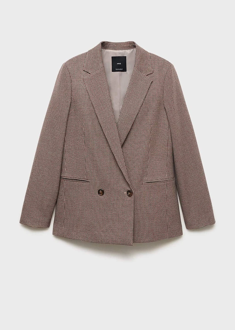 Micro-houndstooth double-breasted jacket
