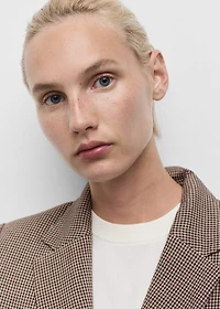 Micro-houndstooth double-breasted jacket