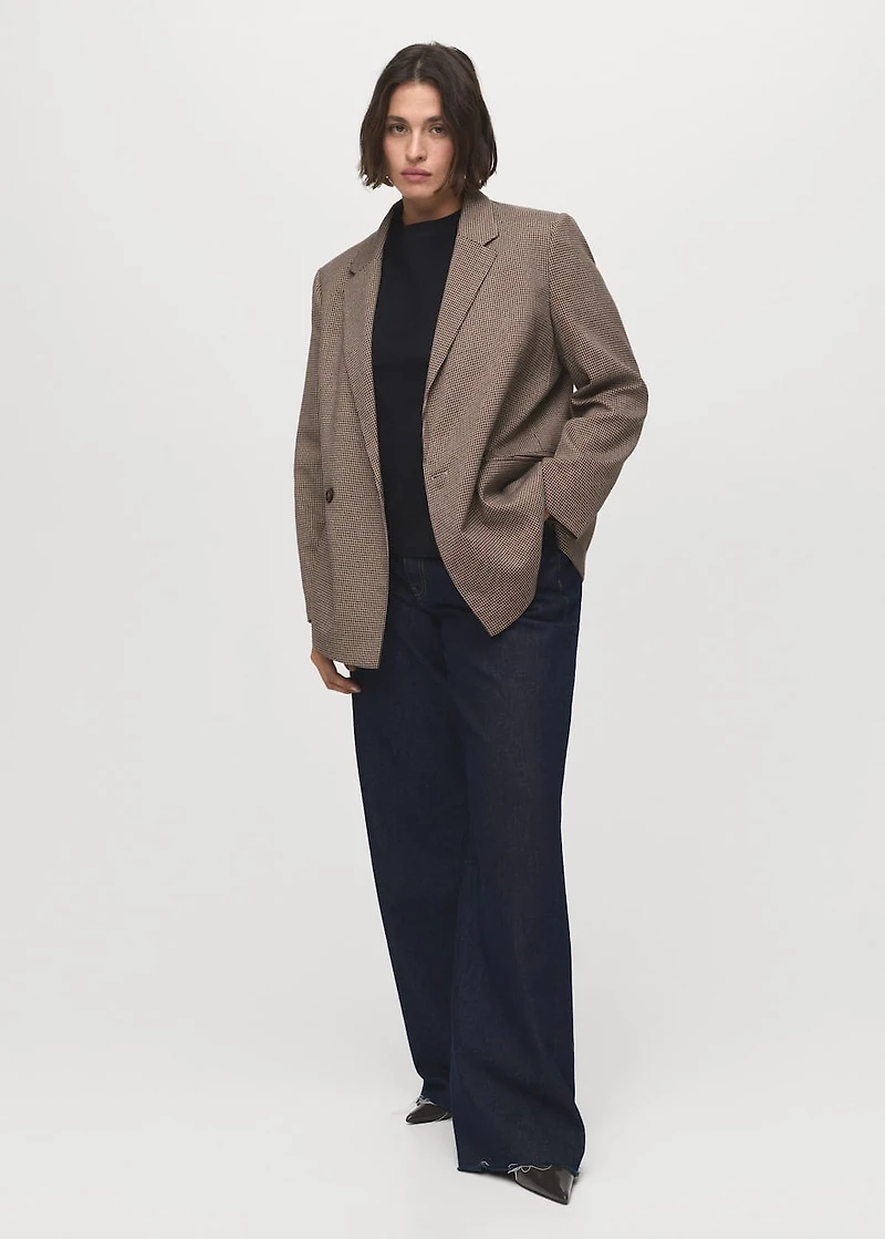 Micro-houndstooth double-breasted jacket