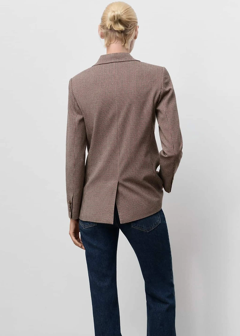 Micro-houndstooth double-breasted jacket