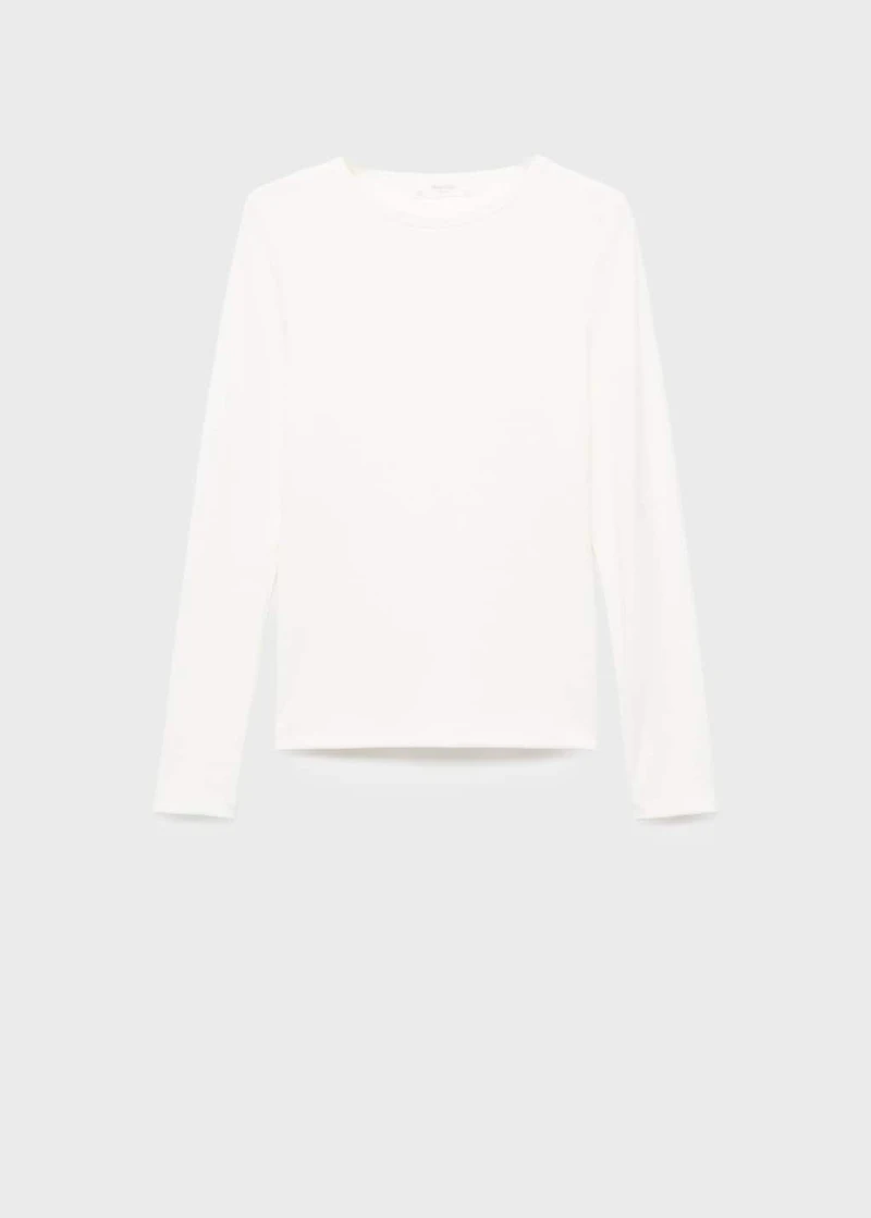 Rib-knit round-neck t-shirt