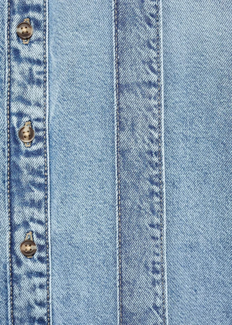Denim shirt with bow