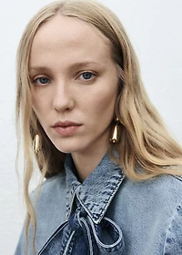 Denim shirt with bow