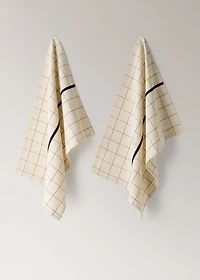 Cotton checked and stripe-print kitchen towel