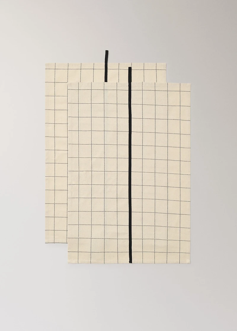 Cotton checked and stripe-print kitchen towel
