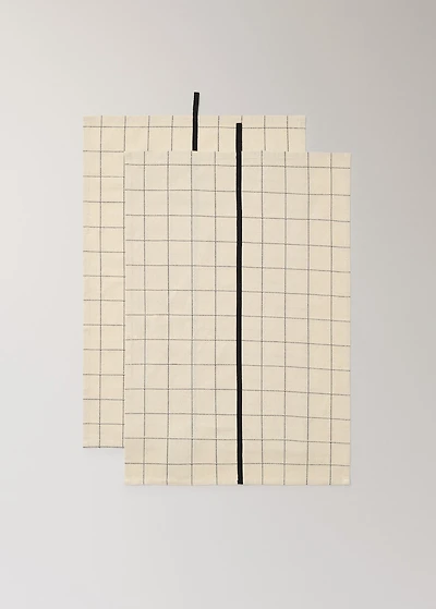 Cotton checked and stripe-print kitchen towel