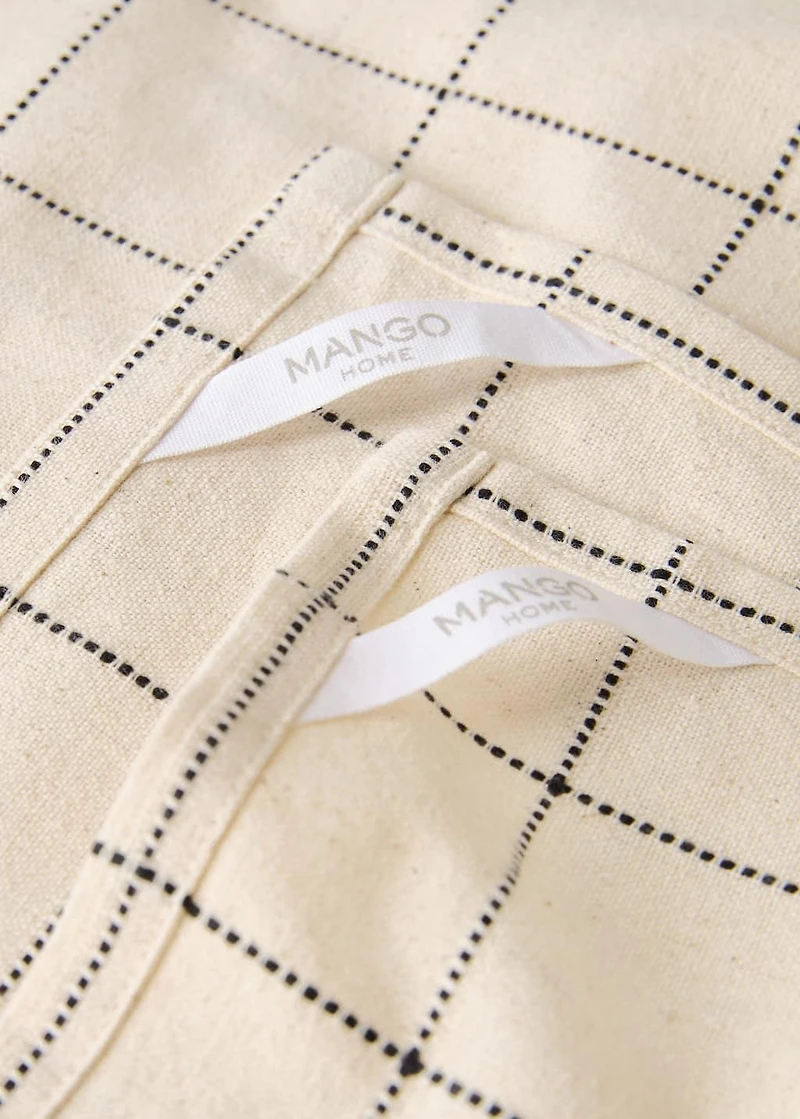 Cotton checked and stripe-print kitchen towel