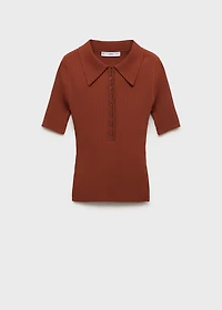 Polo-neck ribbed sweater